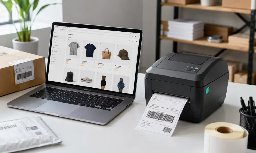 Tienda online de ropa imprime etiquetas de envio